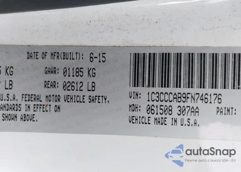 2015 Chrysler 200 Limited из США, поврежденный, VIN 1C3CCCAB9FN746176